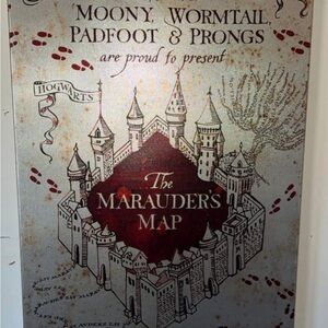 The Marauder's Map Wall Art Poster - Red & Cream